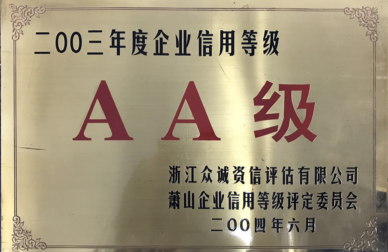2003年度企業(yè)信用等級獎(jiǎng)牌