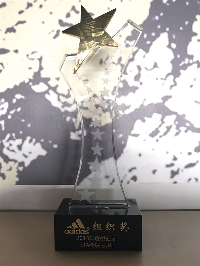 2016年度阿迪達(dá)斯供應(yīng)商SIA會議.杭州 組織獎(jiǎng) 獎(jiǎng)杯